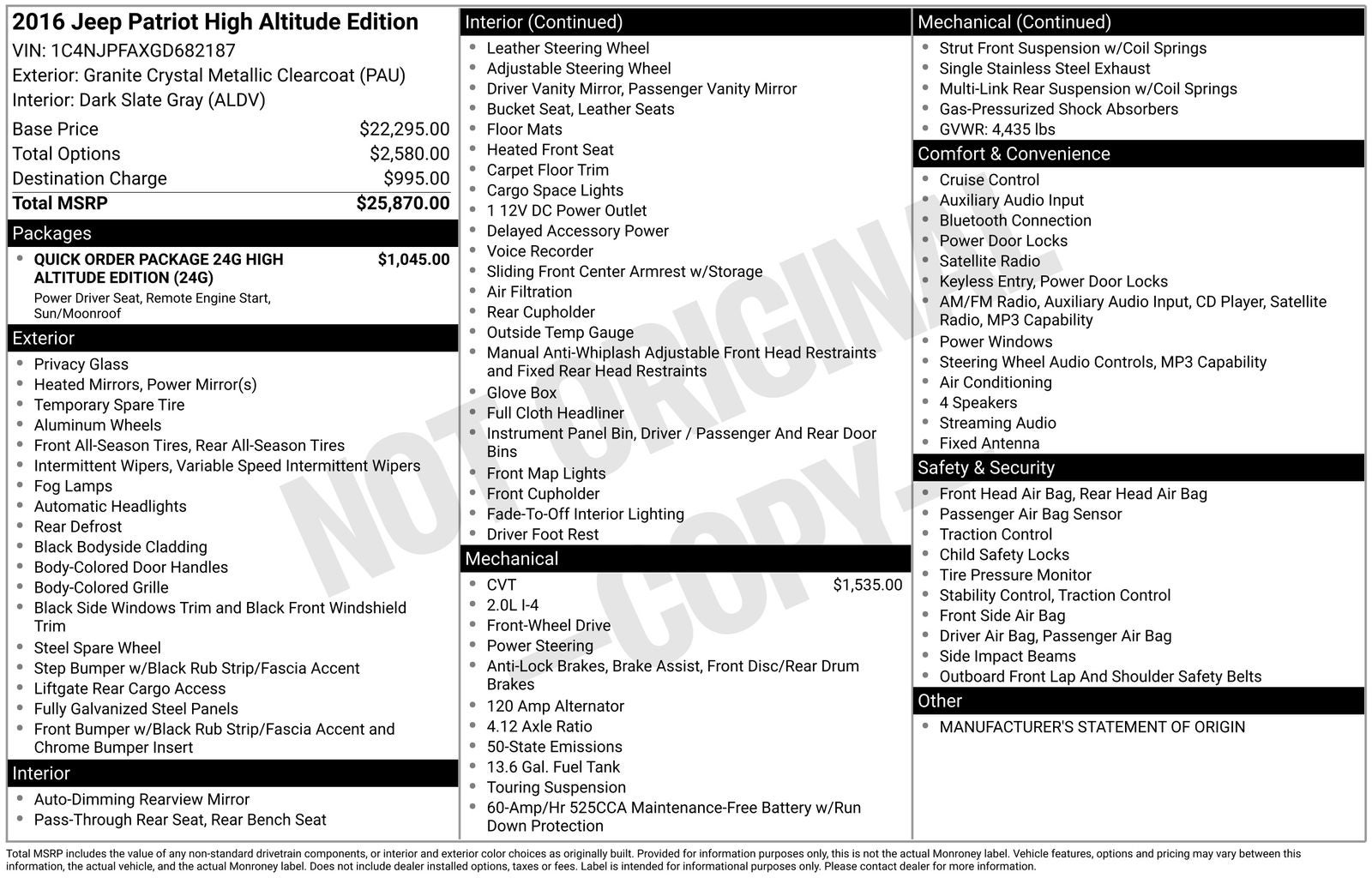 2016 Jeep Patriot High Altitude