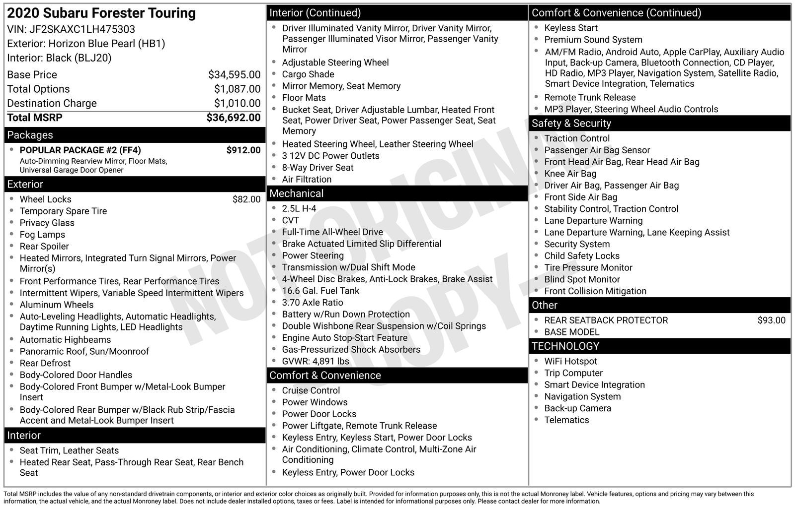 2020 Subaru Forester Touring