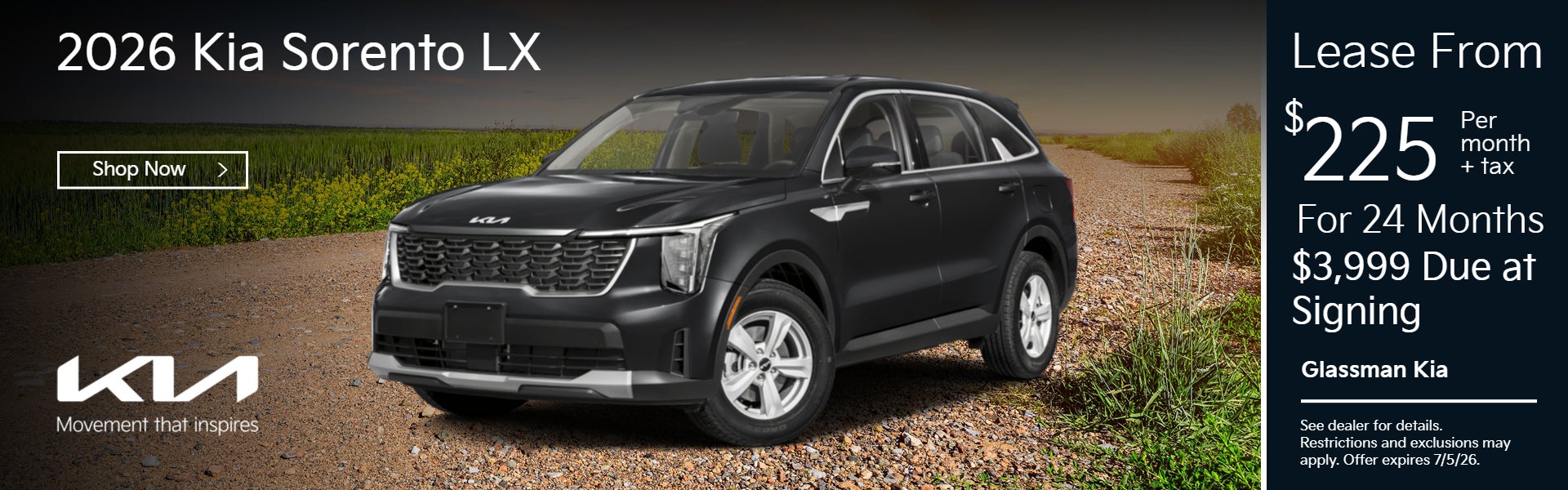 2026 Kia Sorento LX Lease Offer