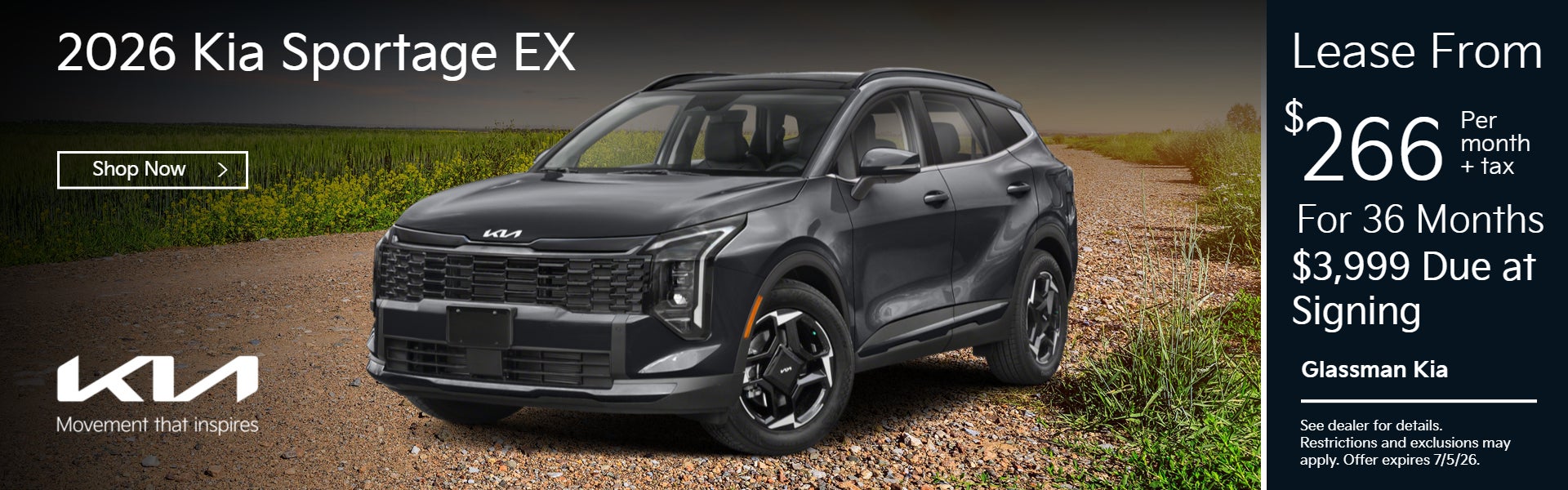 2026 Kia Sportage Ex Lease Offer